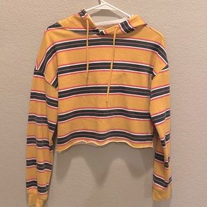 Cropped striped hoodie